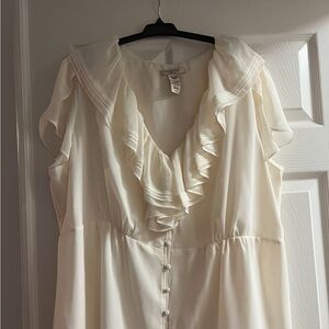 Elegant Cream Ruffled Blouse